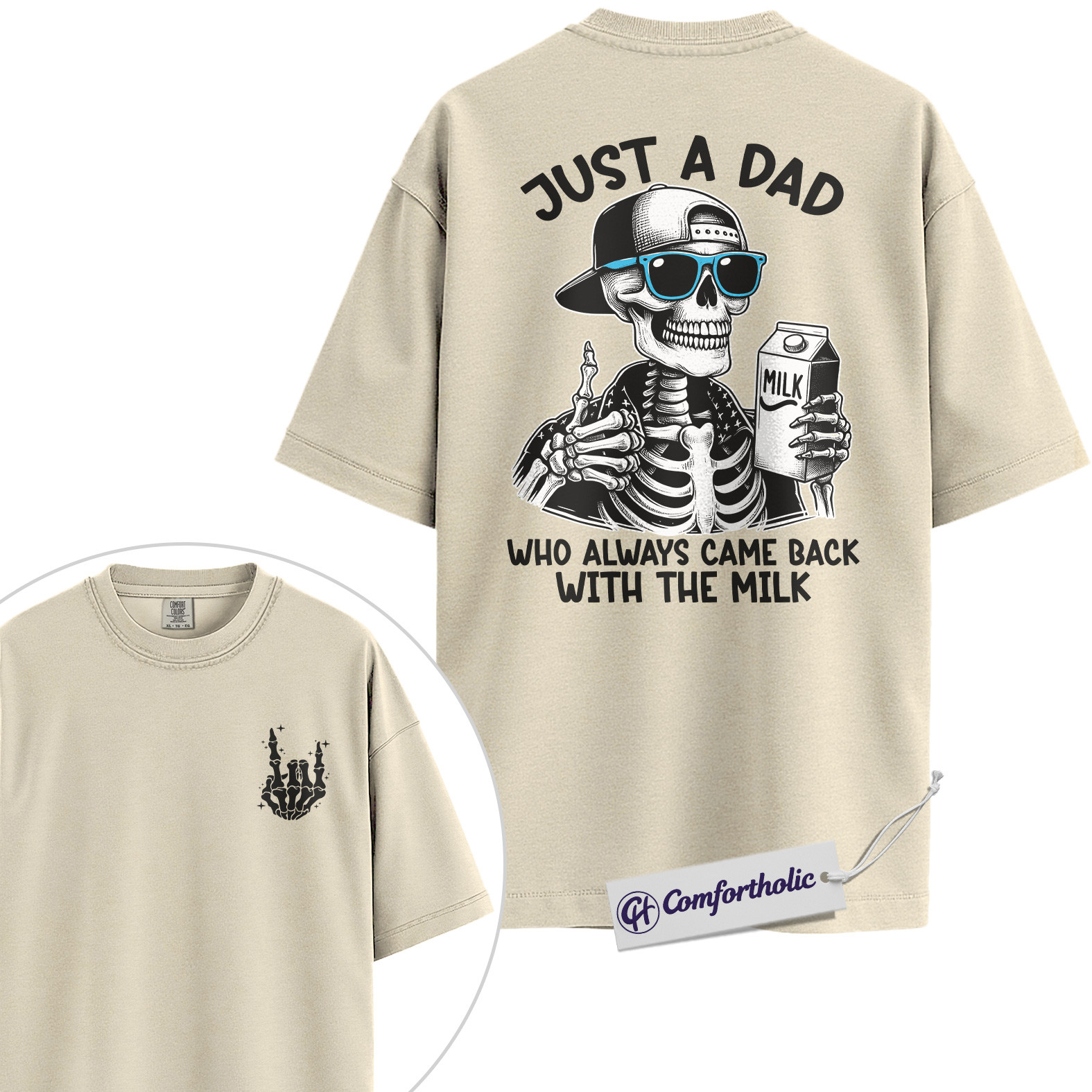 Just a Dad Shirt, Funny Skeleton Dad Joke Graphic Tee, Humorous Father Quote T-Shirt, Father’s Day Gift for Cool Dads, Comfort Colors Shirt - Image 4