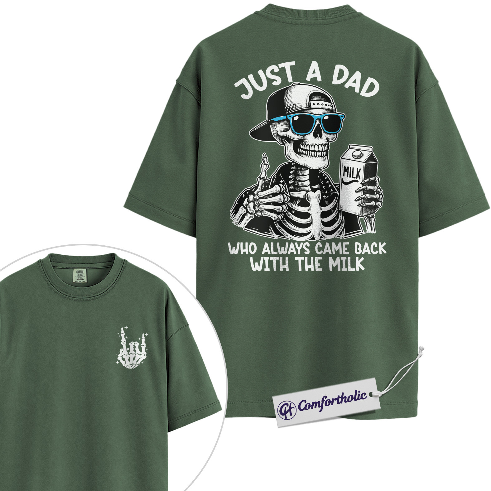Just a Dad Shirt, Funny Skeleton Dad Joke Graphic Tee, Humorous Father Quote T-Shirt, Father’s Day Gift for Cool Dads, Comfort Colors Shirt - Image 5