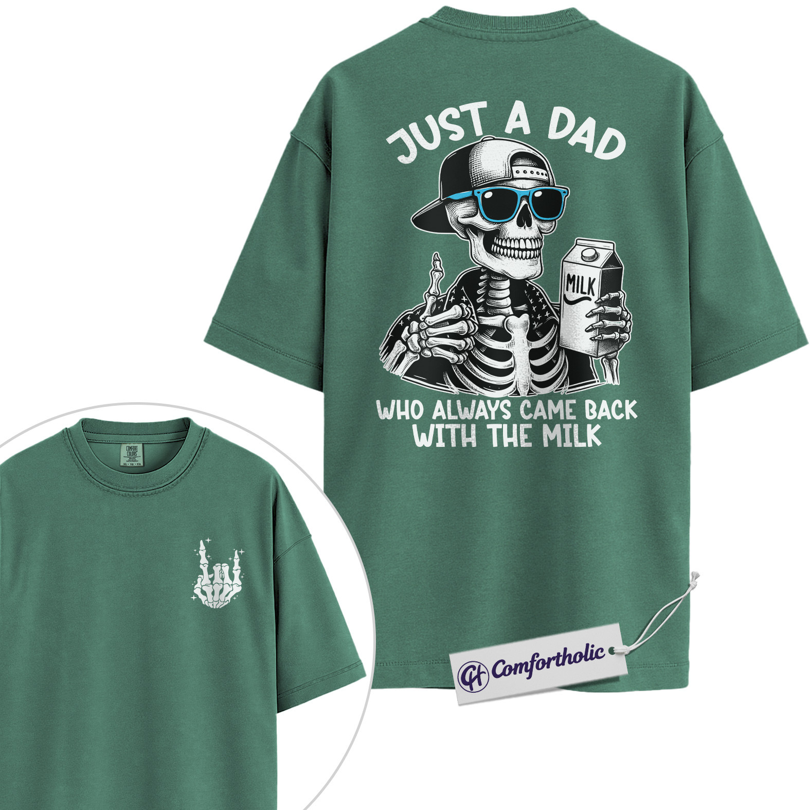 Just a Dad Shirt, Funny Skeleton Dad Joke Graphic Tee, Humorous Father Quote T-Shirt, Father’s Day Gift for Cool Dads, Comfort Colors Shirt - Image 10