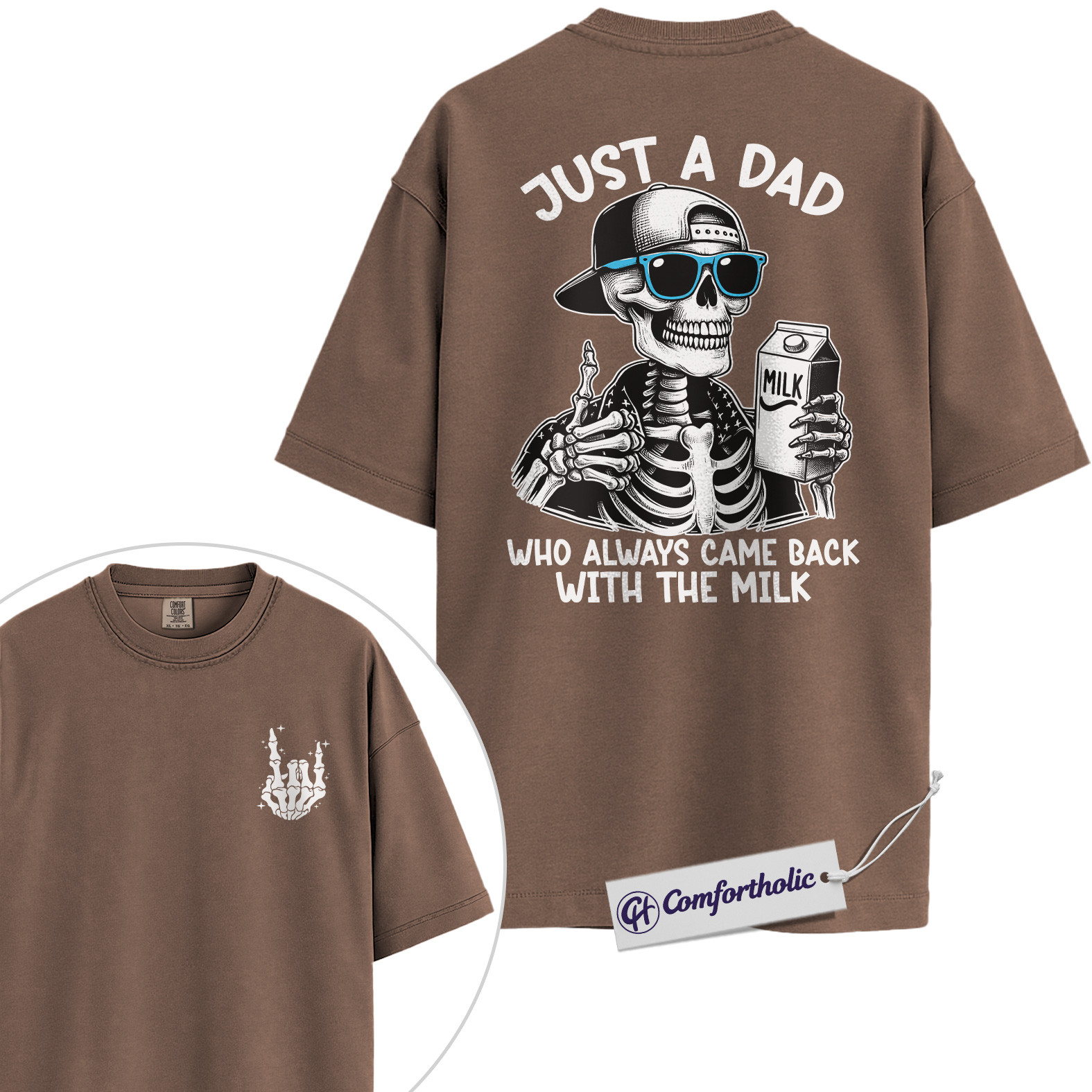 Just a Dad Shirt, Funny Skeleton Dad Joke Graphic Tee, Humorous Father Quote T-Shirt, Father’s Day Gift for Cool Dads, Comfort Colors Shirt - Image 19