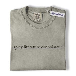 Spicy Literature Connoisseur Shirt, Minimalist Bookish Quote Graphic Tee, Smut Reader Romance Novel T-Shirt, Gift for Book Lovers & Readers, Comfort Colors Shirt