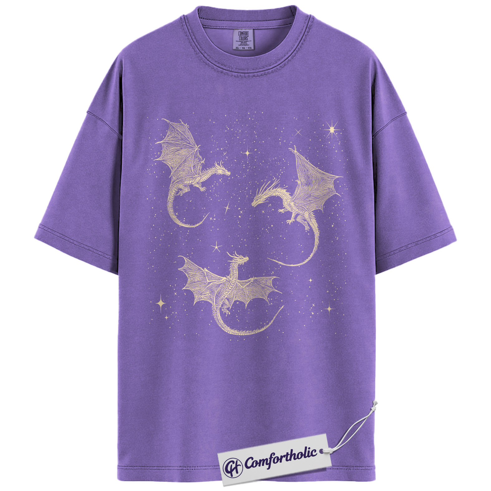 Celestial Dragon Shirt, Fantasy Gold Line Art Graphic Tee, Mythical Dragon Aesthetic T-Shirt, Gift for Fantasy Lovers & Bookish Readers, Comfort Colors Shirt - Image 20