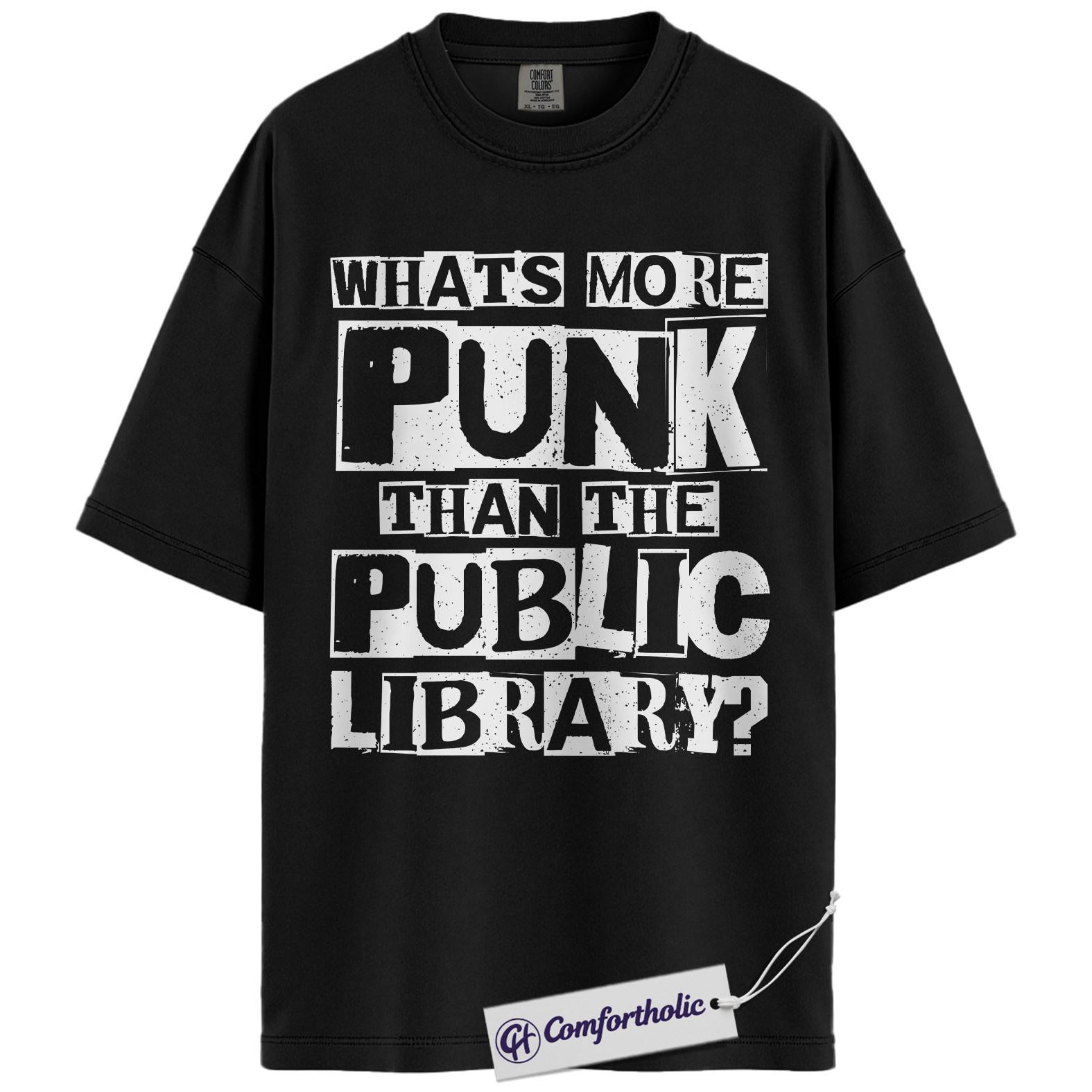 Punk Than the Public Library Shirt, Bold Typography Bookish Graphic Tee, Funny Librarian Reader T-Shirt, Gift for Book Lovers & Library Fans, Comfort Colors Shirt - Image 3