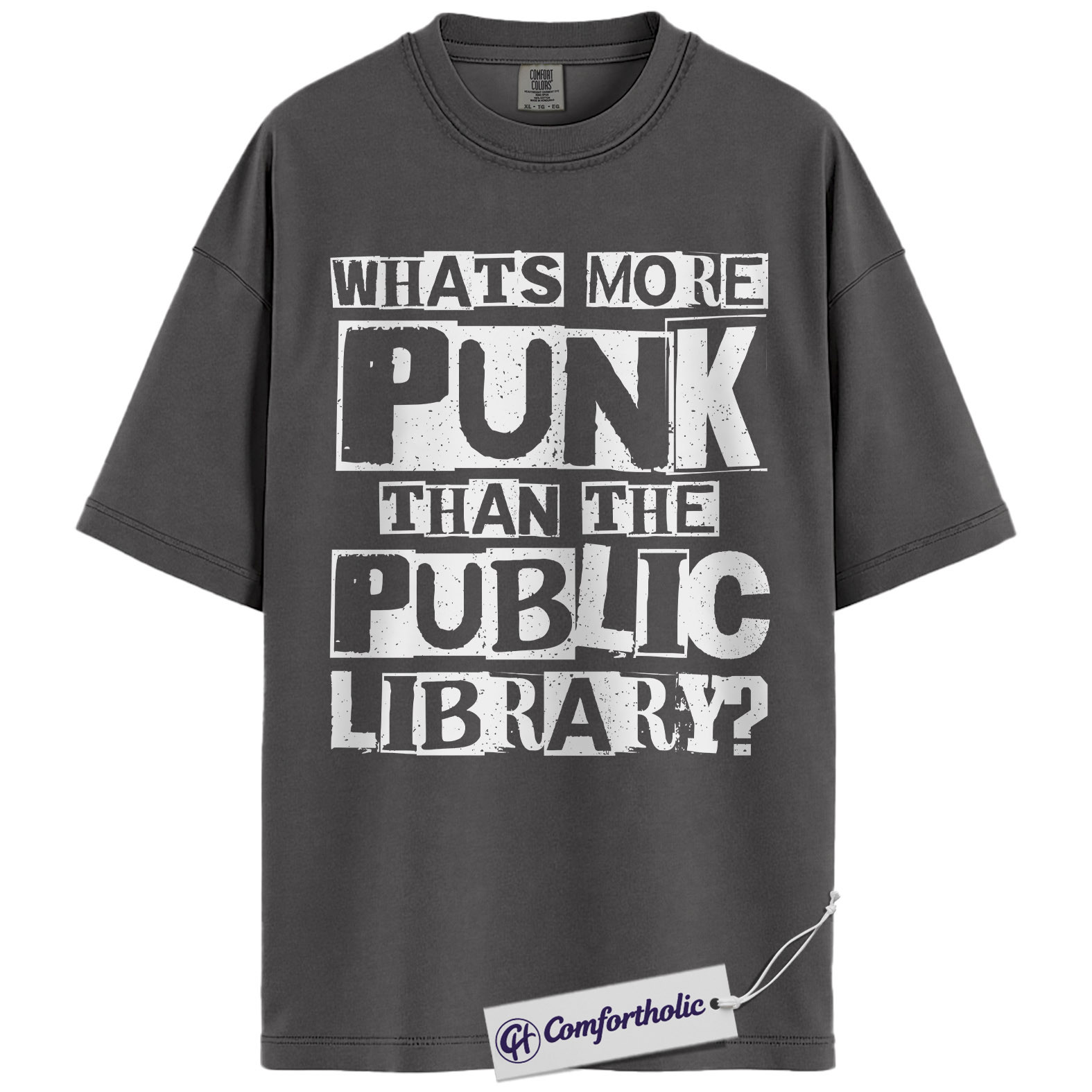Punk Than the Public Library Shirt, Bold Typography Bookish Graphic Tee, Funny Librarian Reader T-Shirt, Gift for Book Lovers & Library Fans, Comfort Colors Shirt - Image 4