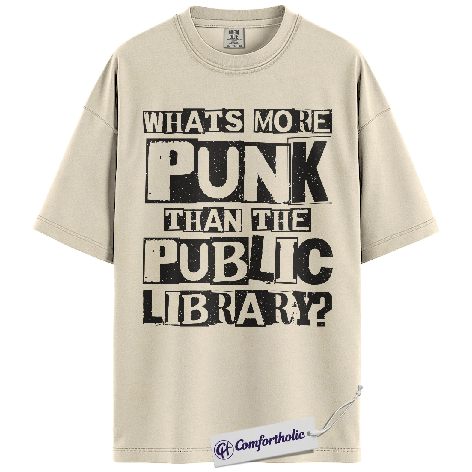Punk Than the Public Library Shirt, Bold Typography Bookish Graphic Tee, Funny Librarian Reader T-Shirt, Gift for Book Lovers & Library Fans, Comfort Colors Shirt - Image 5