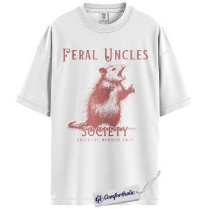 Alternative view of Feral Uncles Shirt, Vintage Grunge Possum Graphic Tee, Funny Animal Uncle Meme T-Shirt, Gift for Cool Uncles & Family Members, Comfort Colors Shirt