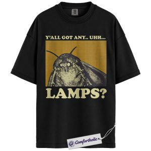 Moth Lamp Meme Shirt, Vintage Funny Insect Graphic Tee, Dark Humor Internet Meme T-Shirt, Gift for Meme Lovers & Night Owls, Comfort Colors Shirt