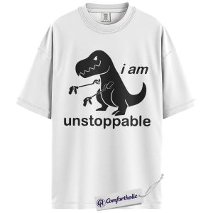 Alternative view of Unstoppable Dinosaur Shirt, Cute Motivational Dino Graphic Tee, Positive Mindset Confidence T-Shirt, Gift for Kids Adults & Dino Lovers, Comfort Colors Shirt