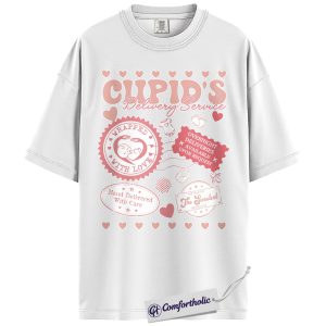Alternative view of Cupid's Delivery Service Shirt, Cute Valentine Graphic Tee, Romantic Love Heart T-Shirt, Valentine's Day Gift for Couples, Comfort Colors Shirt