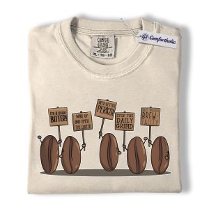 Funny Coffee Protest Shirt, Cute Cartoon Graphic Tee, Coffee Lover Office Humor T-Shirt, Gift for Coworkers & Baristas, Comfort Colors Shirt