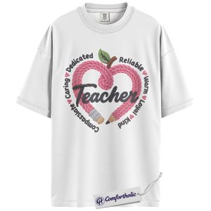 Alternative view of Teacher Valentine Shirt, Cute Pencil Heart Graphic Tee, Teacher Appreciation T-Shirt, Valentine's Day Gift for Teachers, Comfort Colors Shirt