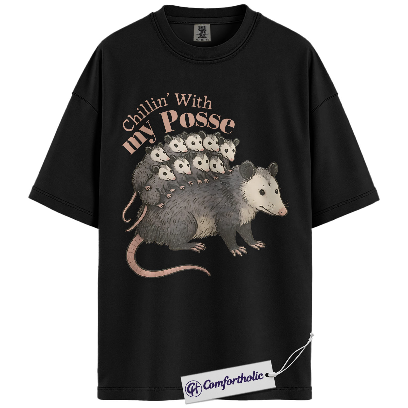 Possum Mom Shirt, Cute Animal Graphic Tee, Chillin With My Posse T-Shirt, Funny Gift for Animal Lovers, Comfort Colors Shirt - Image 3