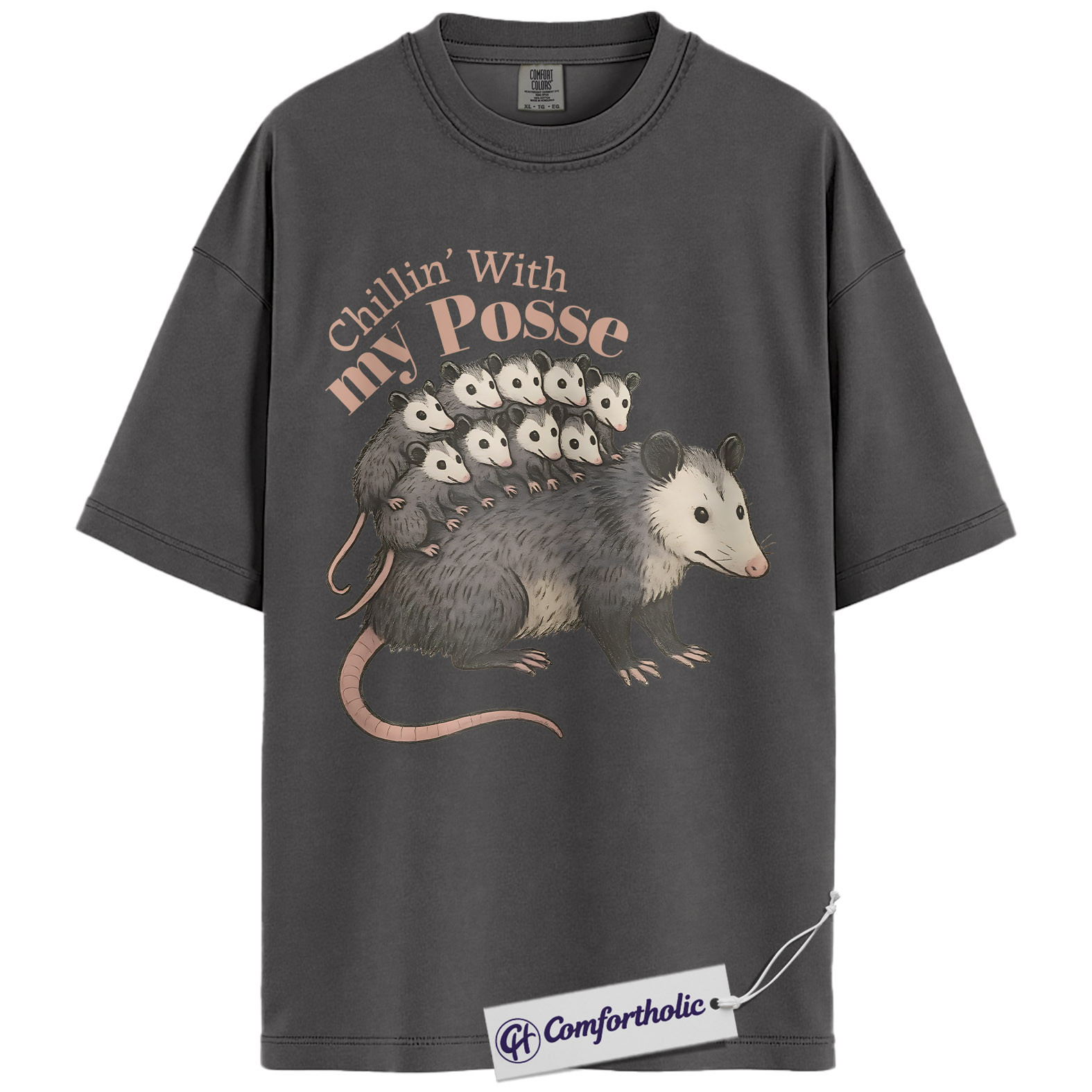Possum Mom Shirt, Cute Animal Graphic Tee, Chillin With My Posse T-Shirt, Funny Gift for Animal Lovers, Comfort Colors Shirt - Image 4