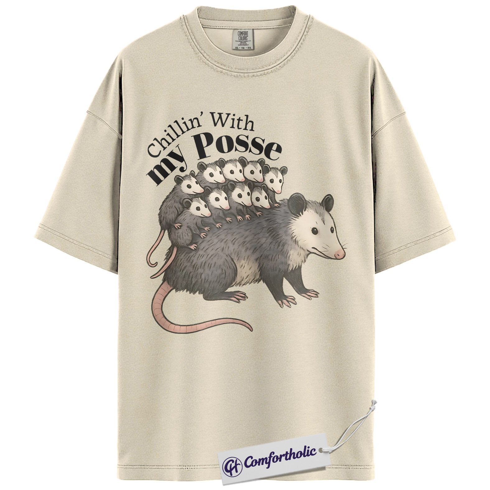 Possum Mom Shirt, Cute Animal Graphic Tee, Chillin With My Posse T-Shirt, Funny Gift for Animal Lovers, Comfort Colors Shirt