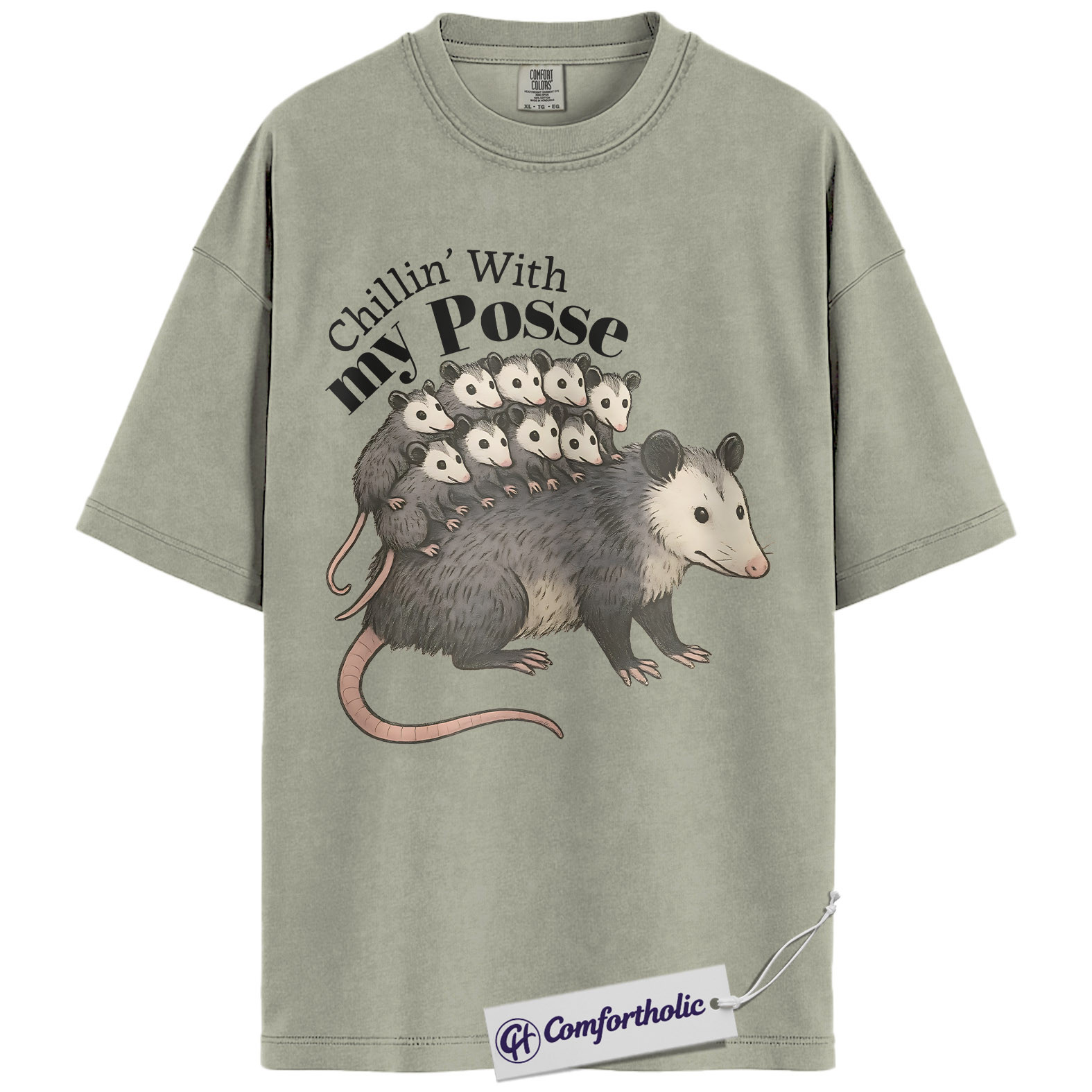Possum Mom Shirt, Cute Animal Graphic Tee, Chillin With My Posse T-Shirt, Funny Gift for Animal Lovers, Comfort Colors Shirt - Image 6