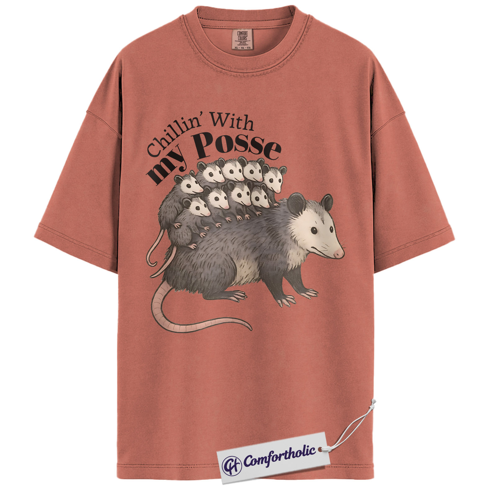 Possum Mom Shirt, Cute Animal Graphic Tee, Chillin With My Posse T-Shirt, Funny Gift for Animal Lovers, Comfort Colors Shirt - Image 7