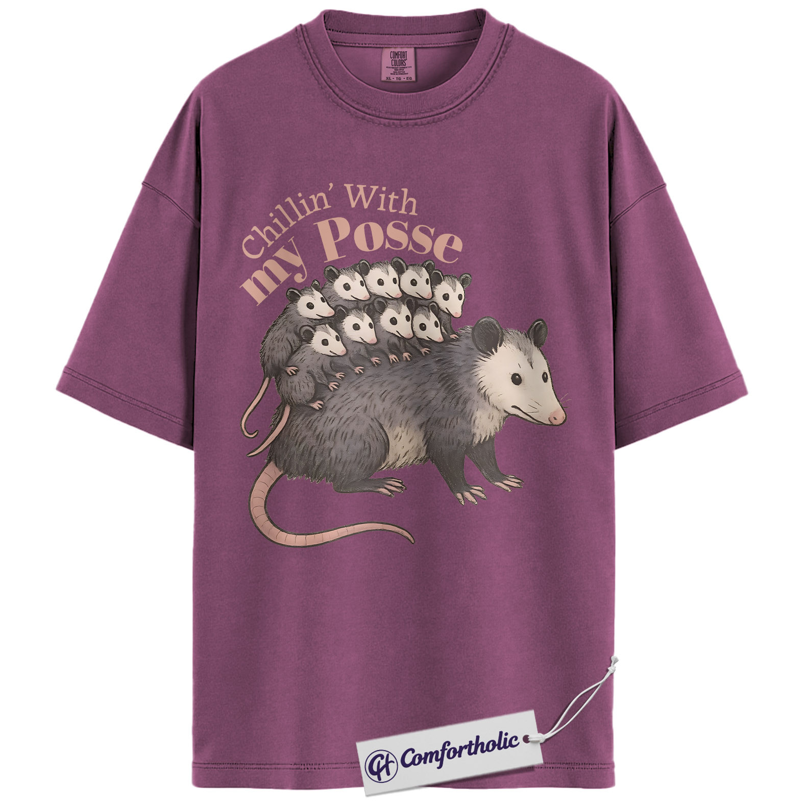 Possum Mom Shirt, Cute Animal Graphic Tee, Chillin With My Posse T-Shirt, Funny Gift for Animal Lovers, Comfort Colors Shirt - Image 15