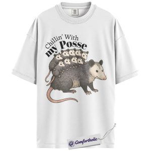 Alternative view of Possum Mom Shirt, Cute Animal Graphic Tee, Chillin With My Posse T-Shirt, Funny Gift for Animal Lovers, Comfort Colors Shirt