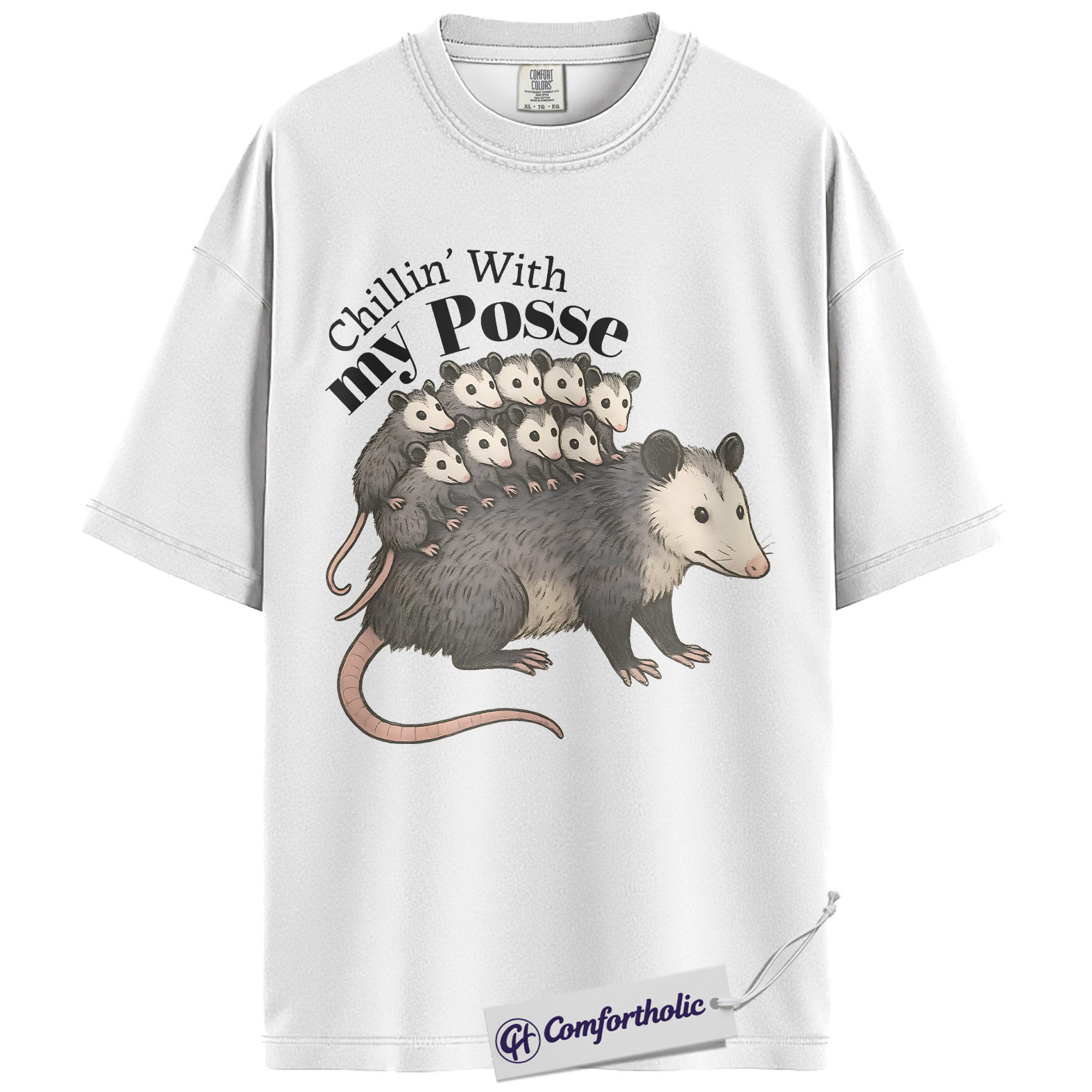 Possum Mom Shirt, Cute Animal Graphic Tee, Chillin With My Posse T-Shirt, Funny Gift for Animal Lovers, Comfort Colors Shirt - Image 2