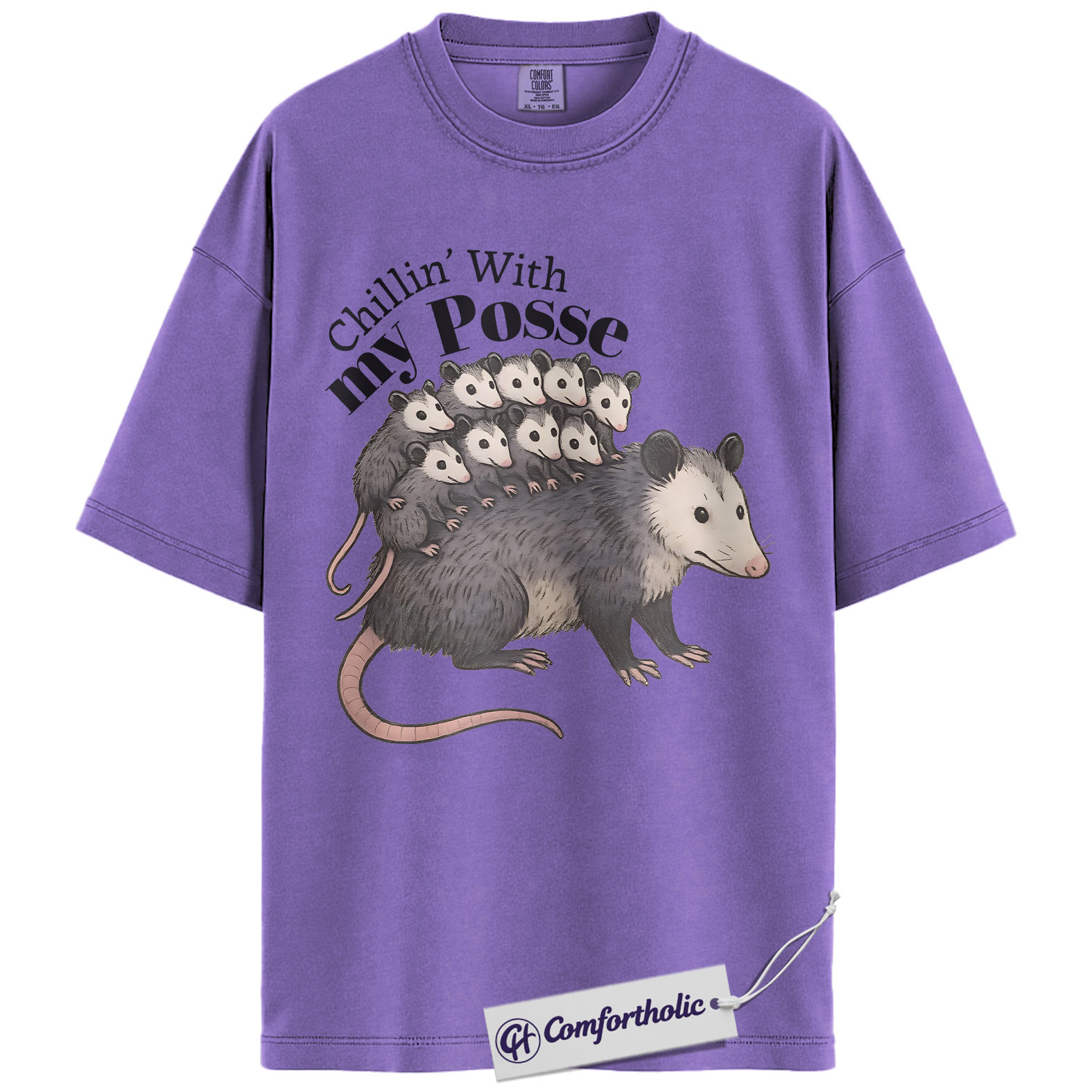 Possum Mom Shirt, Cute Animal Graphic Tee, Chillin With My Posse T-Shirt, Funny Gift for Animal Lovers, Comfort Colors Shirt - Image 20