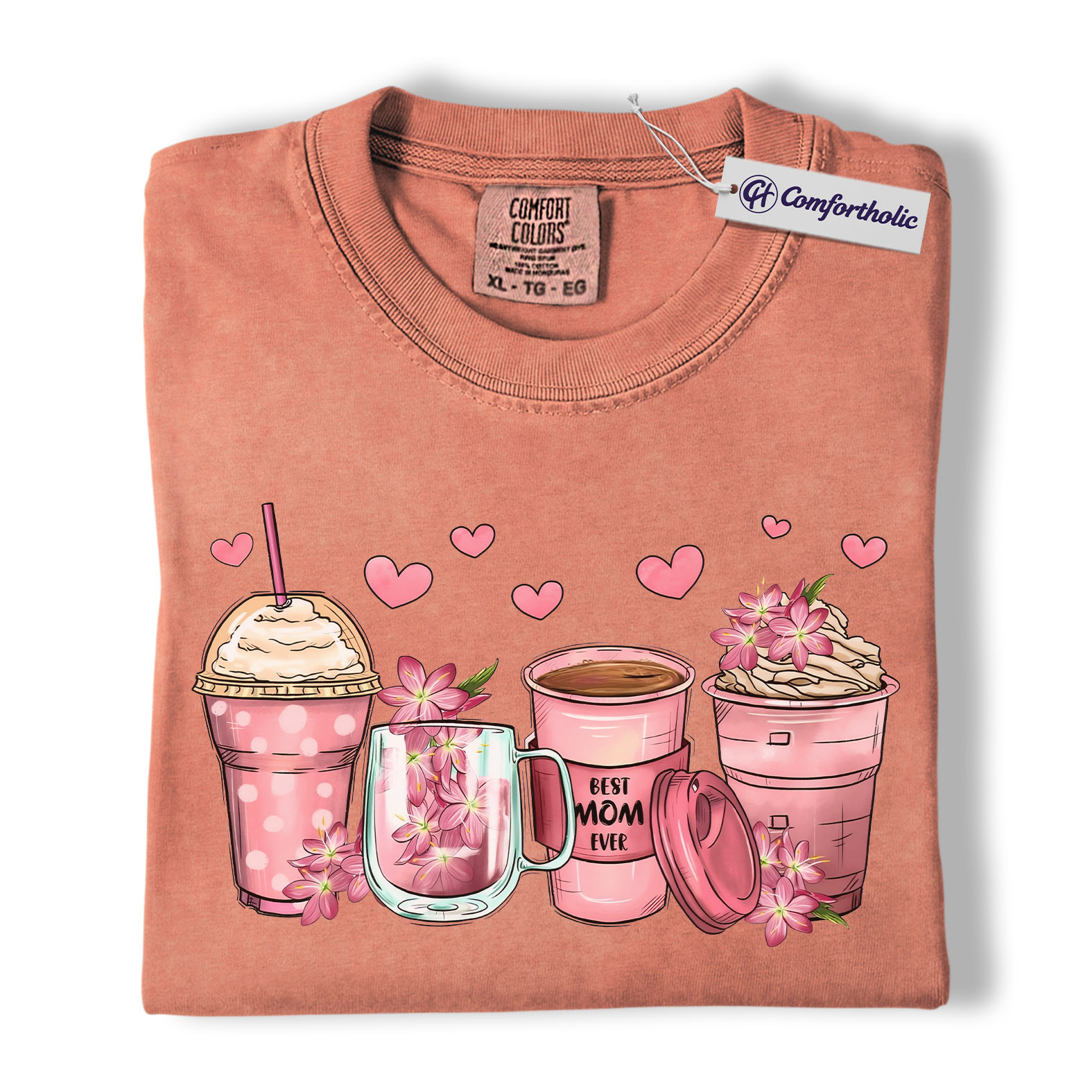 Best Mom Ever Shirt, Cute Pink Coffee Graphic Tee, Mama Coffee Lover T-Shirt, Mother's Day Gift for Mom, Comfort Colors Shirt - Image 8