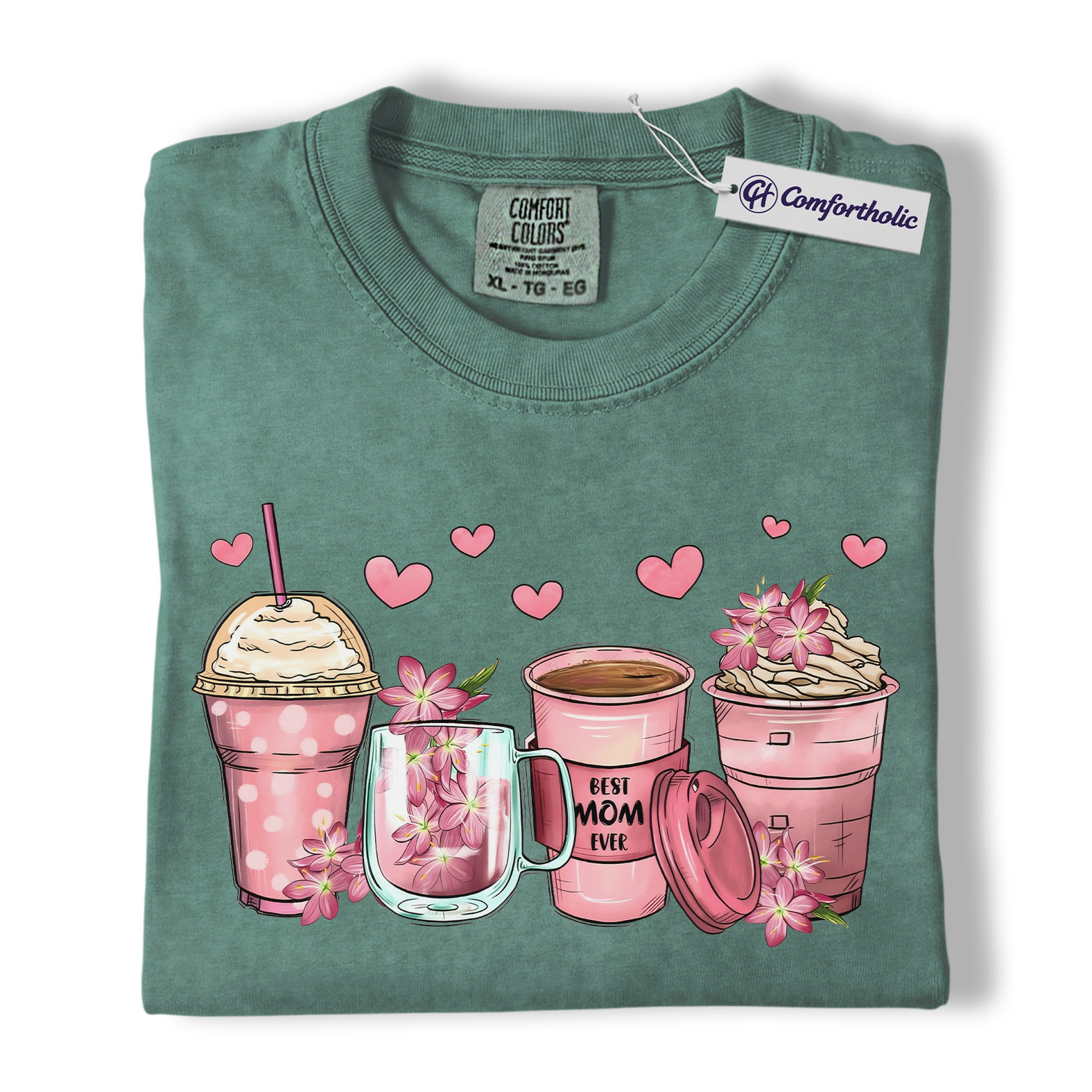 Best Mom Ever Shirt, Cute Pink Coffee Graphic Tee, Mama Coffee Lover T-Shirt, Mother's Day Gift for Mom, Comfort Colors Shirt - Image 10