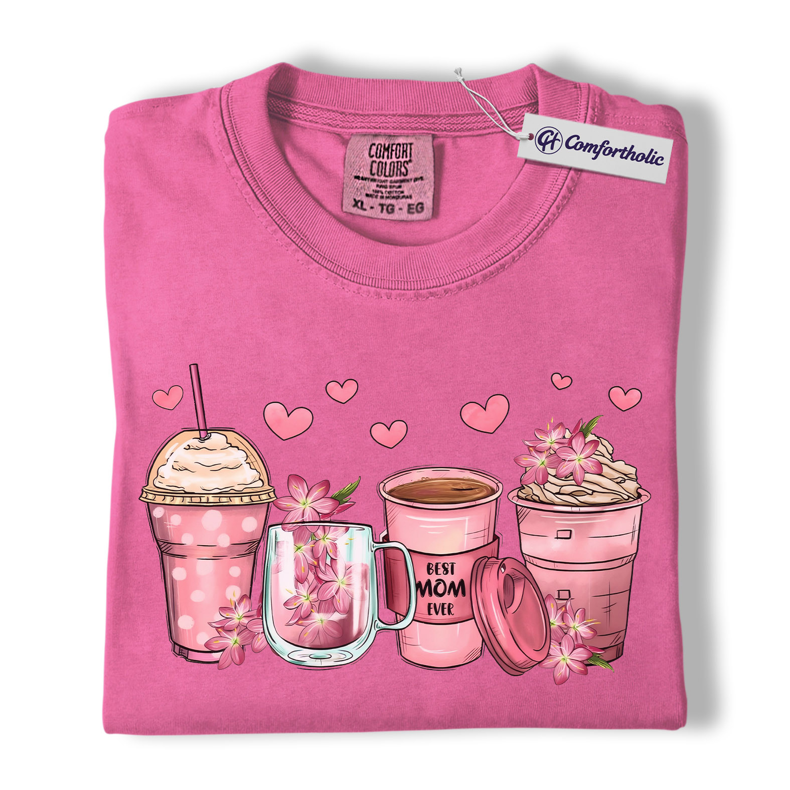 Best Mom Ever Shirt, Cute Pink Coffee Graphic Tee, Mama Coffee Lover T-Shirt, Mother's Day Gift for Mom, Comfort Colors Shirt - Image 16