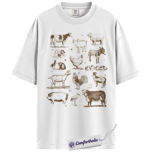 Alternative view of Farm Animal Shirt, Vintage Barnyard Graphic Tee, Chicken Cow Pig Goat T-Shirt, Funny Gift for Animal Lovers, Comfort Colors Shirt