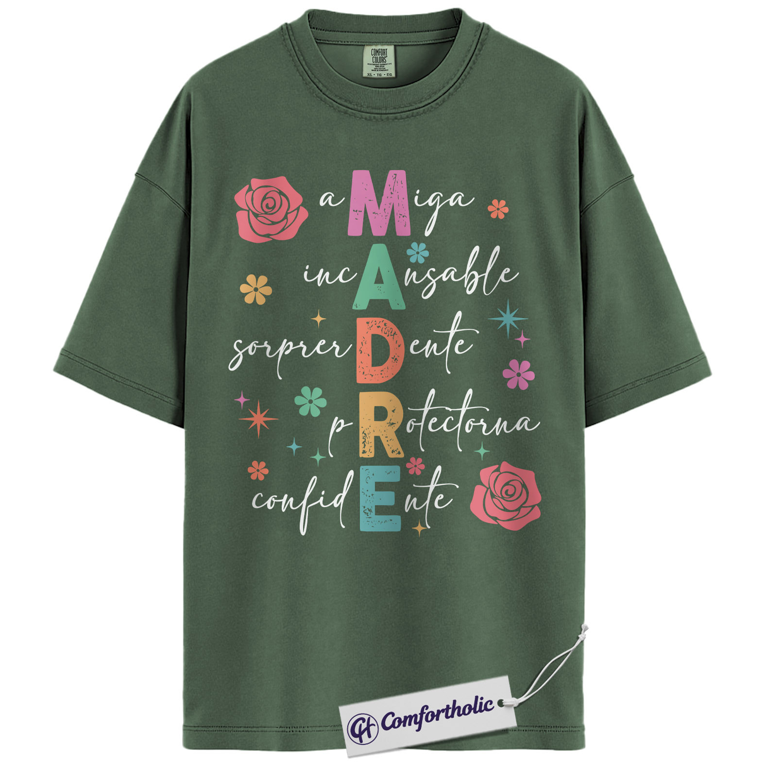 Madre Spanish Mom Shirt, Cute Floral Typography Graphic Tee, Latina Mama T-Shirt, Funny Mother’s Day Gift for Mom Abuela, Comfort Colors Shirt - Image 5