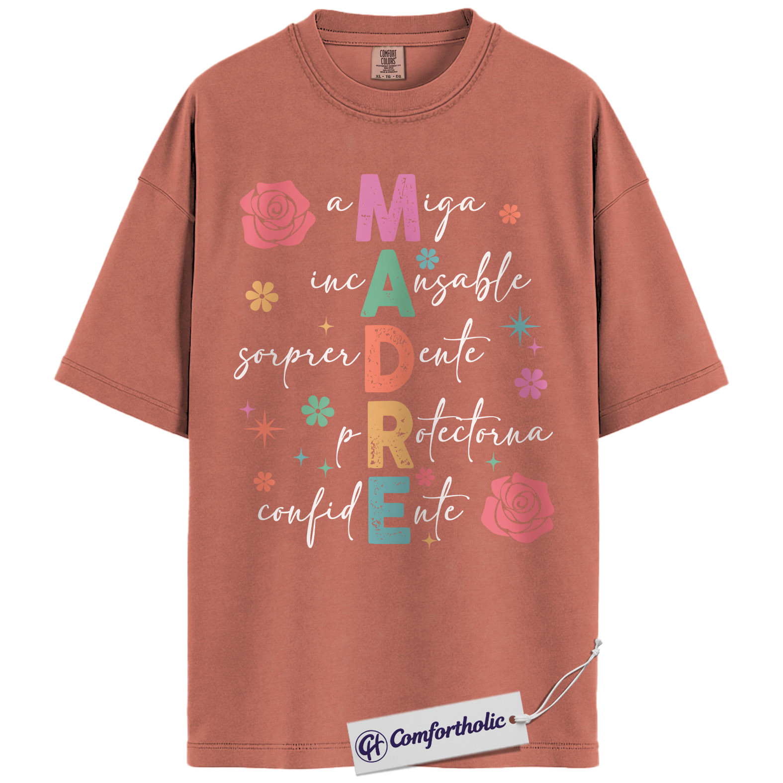 Madre Spanish Mom Shirt, Cute Floral Typography Graphic Tee, Latina Mama T-Shirt, Funny Mother’s Day Gift for Mom Abuela, Comfort Colors Shirt - Image 7