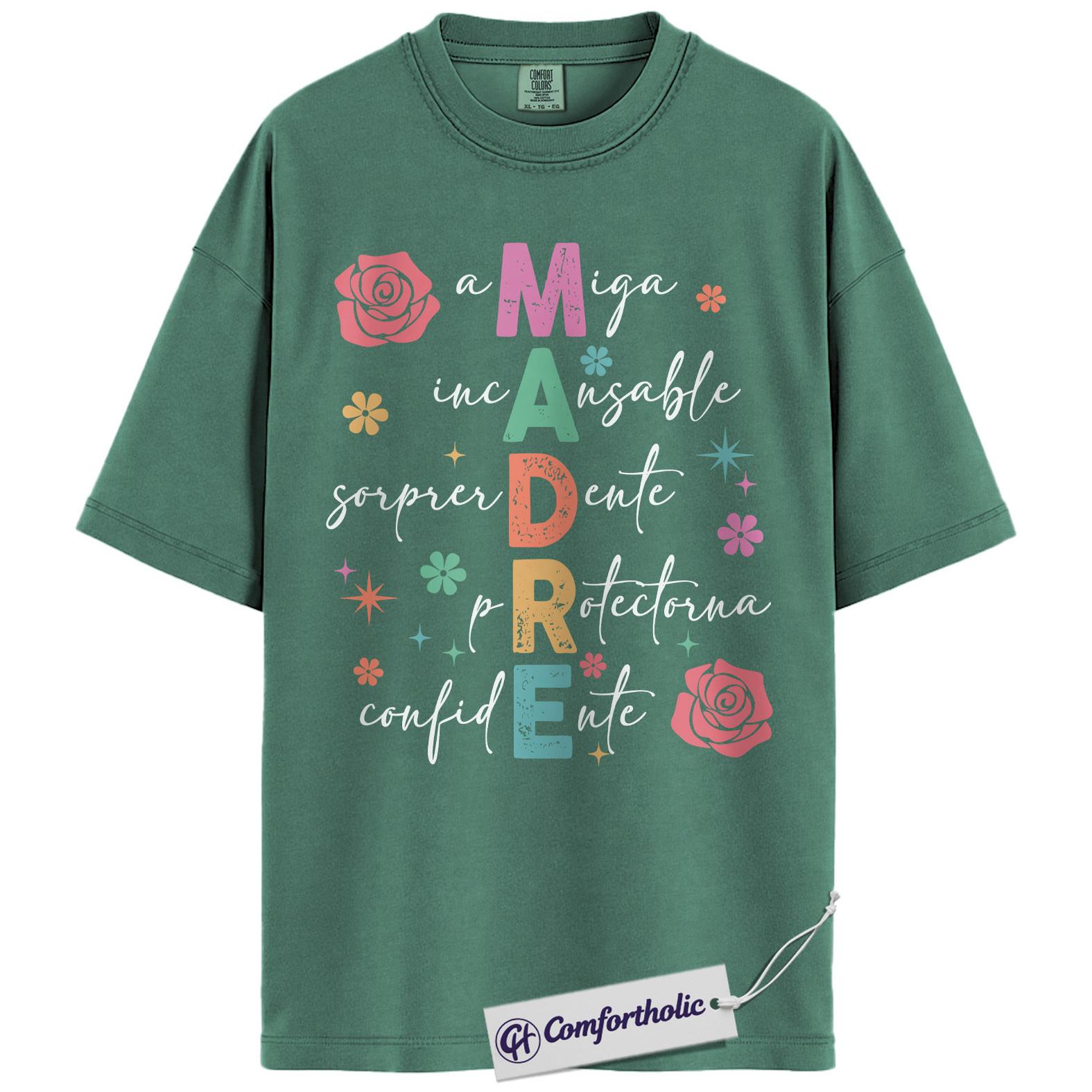 Madre Spanish Mom Shirt, Cute Floral Typography Graphic Tee, Latina Mama T-Shirt, Funny Mother’s Day Gift for Mom Abuela, Comfort Colors Shirt - Image 10