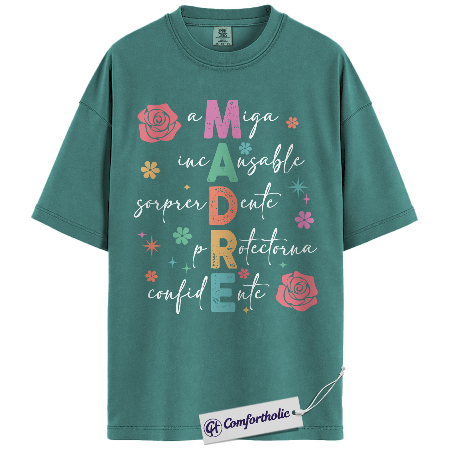 Madre Spanish Mom Shirt, Cute Floral Typography Graphic Tee, Latina Mama T-Shirt, Funny Mother’s Day Gift for Mom Abuela, Comfort Colors Shirt - Image 13
