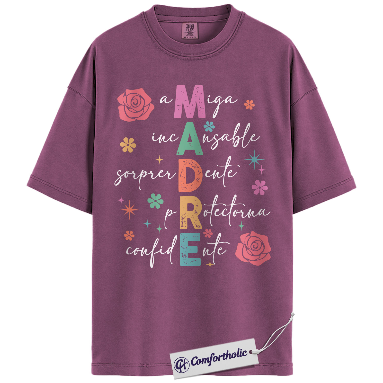 Madre Spanish Mom Shirt, Cute Floral Typography Graphic Tee, Latina Mama T-Shirt, Funny Mother’s Day Gift for Mom Abuela, Comfort Colors Shirt - Image 15
