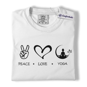 Alternative view of Peace Love Yoga Shirt, Minimalist Symbol Graphic Tee, Yoga Lover Meditation T-Shirt, Gift for Yogis & Wellness Fans, Comfort Colors Shirt