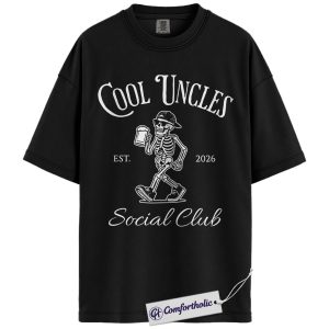 Cool Uncle Shirt, Funny Skeleton Beer Graphic Tee, New Uncle 2026 T-Shirt, Father’s Day Gift for Uncles, Comfort Colors Shirt