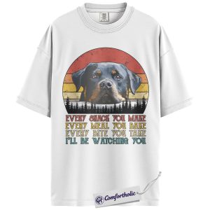 Alternative view of Funny Rottweiler Shirt, Vintage Sunset Dog Graphic Tee, Rottweiler Lover T-Shirt, Gift for Dog Moms & Dog Dads, Comfort Colors Shirt
