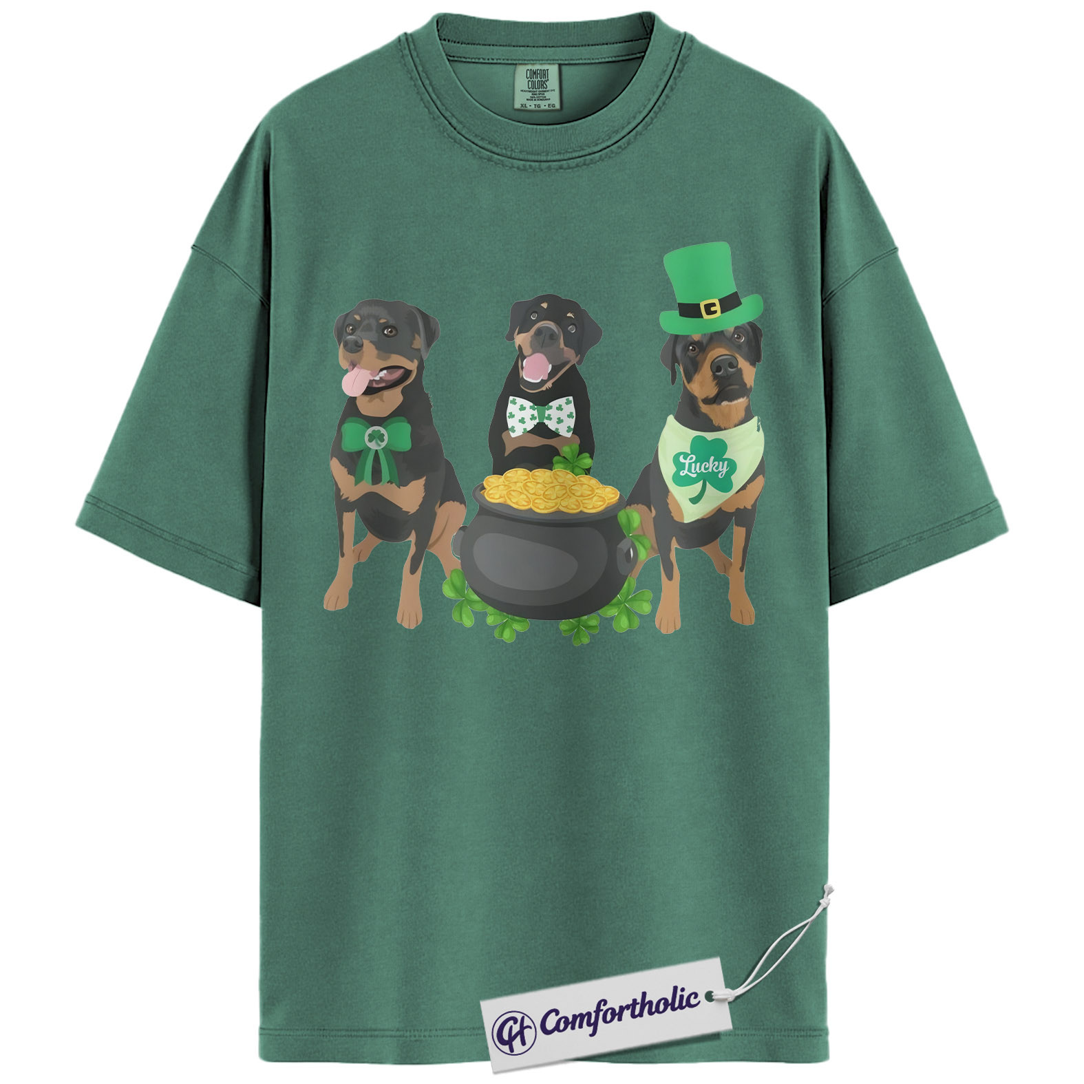 St Patrick’s Day Rottweiler Shirt, Cute Irish Dog Graphic Tee, Rottweiler Mom T-Shirt, St Paddy’s Day Gift for Dog Lovers, Comfort Colors Shirt - Image 10