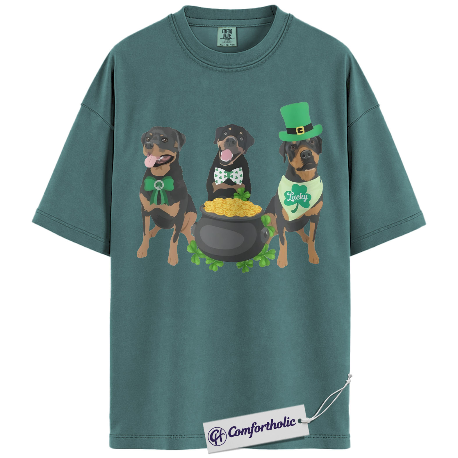 St Patrick’s Day Rottweiler Shirt, Cute Irish Dog Graphic Tee, Rottweiler Mom T-Shirt, St Paddy’s Day Gift for Dog Lovers, Comfort Colors Shirt - Image 11