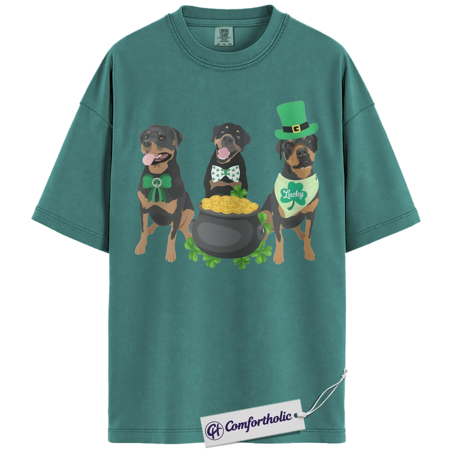 St Patrick’s Day Rottweiler Shirt, Cute Irish Dog Graphic Tee, Rottweiler Mom T-Shirt, St Paddy’s Day Gift for Dog Lovers, Comfort Colors Shirt - Image 13