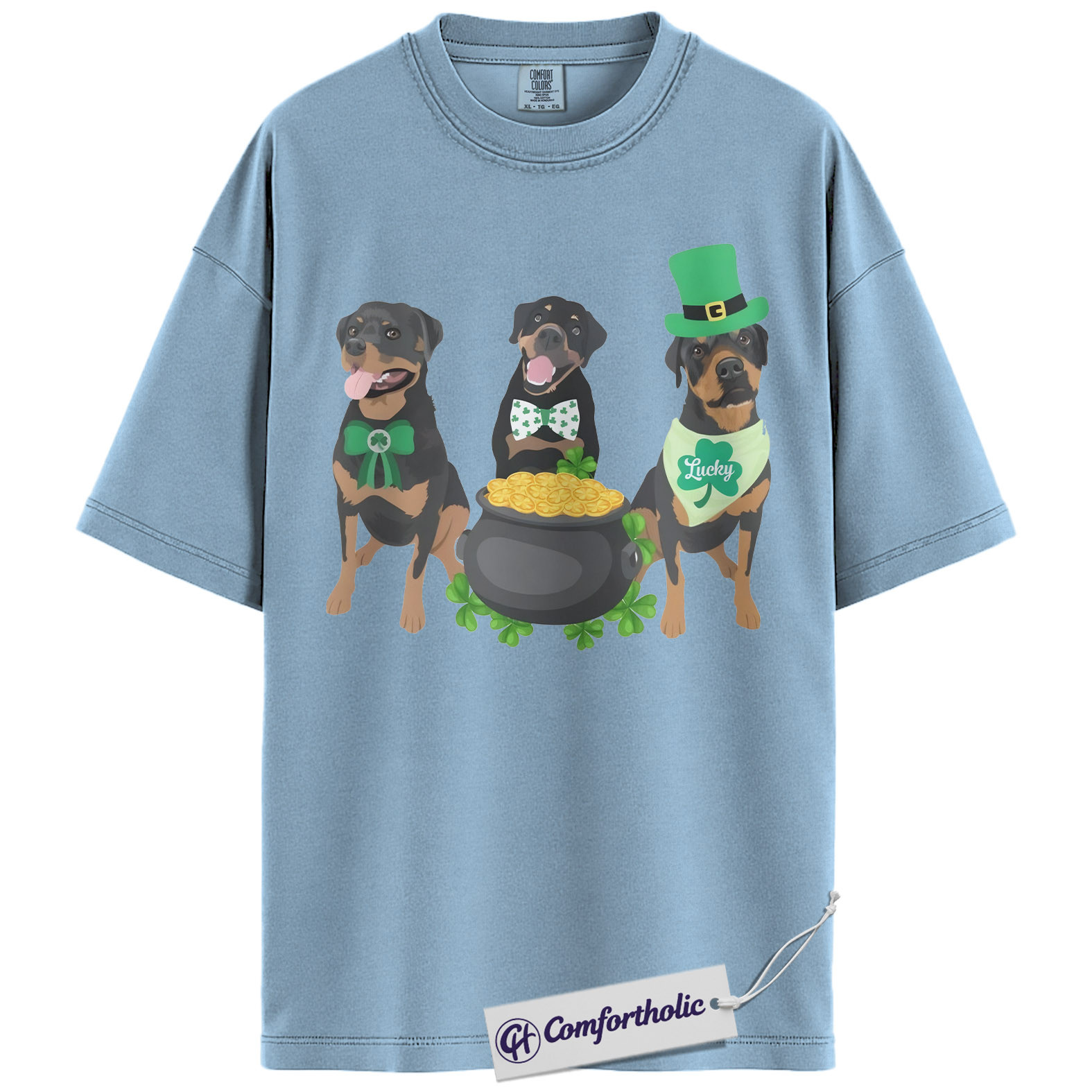 St Patrick’s Day Rottweiler Shirt, Cute Irish Dog Graphic Tee, Rottweiler Mom T-Shirt, St Paddy’s Day Gift for Dog Lovers, Comfort Colors Shirt - Image 14
