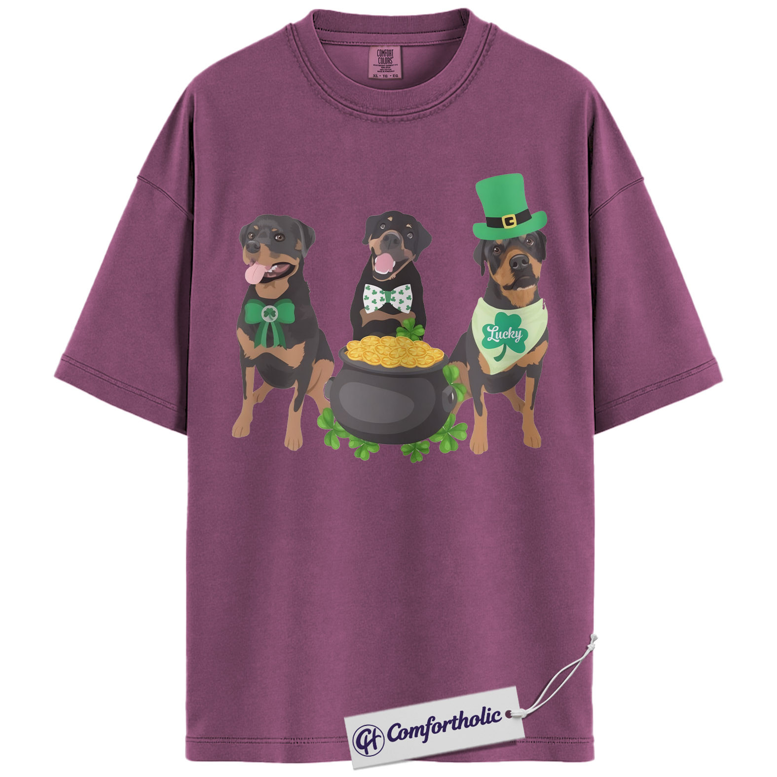 St Patrick’s Day Rottweiler Shirt, Cute Irish Dog Graphic Tee, Rottweiler Mom T-Shirt, St Paddy’s Day Gift for Dog Lovers, Comfort Colors Shirt - Image 15