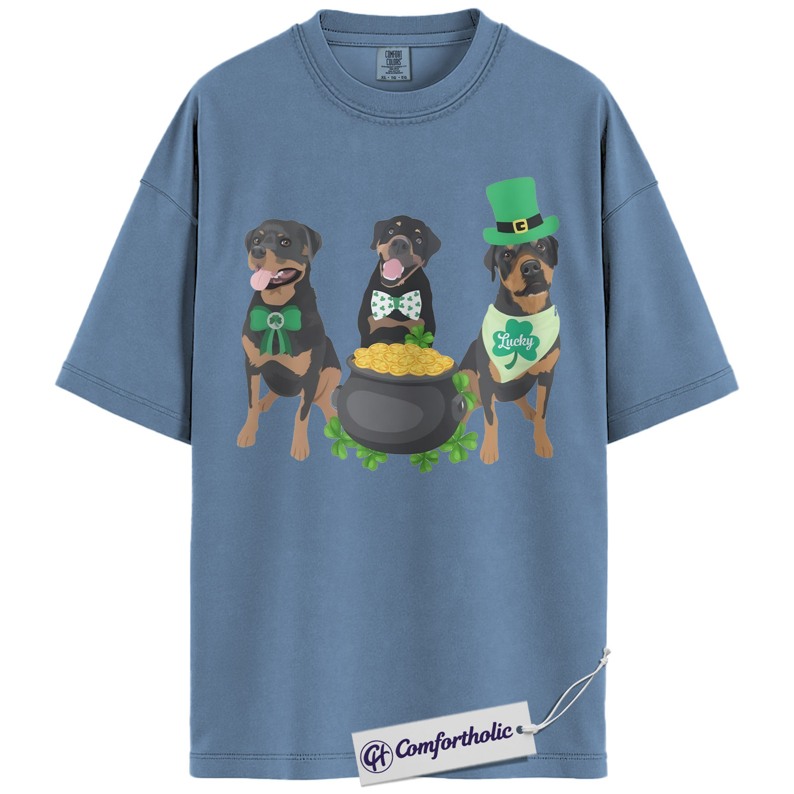 St Patrick’s Day Rottweiler Shirt, Cute Irish Dog Graphic Tee, Rottweiler Mom T-Shirt, St Paddy’s Day Gift for Dog Lovers, Comfort Colors Shirt - Image 17