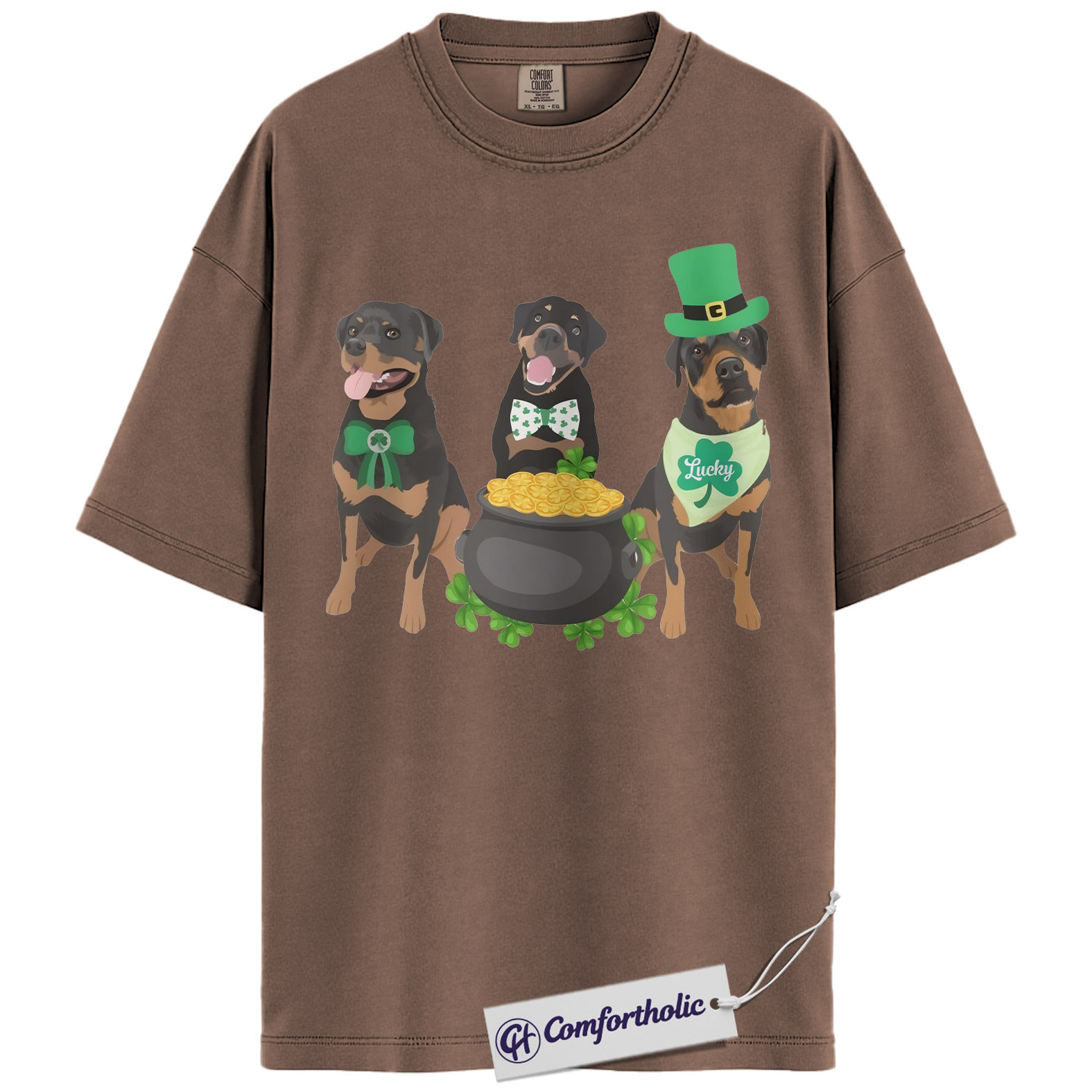 St Patrick’s Day Rottweiler Shirt, Cute Irish Dog Graphic Tee, Rottweiler Mom T-Shirt, St Paddy’s Day Gift for Dog Lovers, Comfort Colors Shirt - Image 19