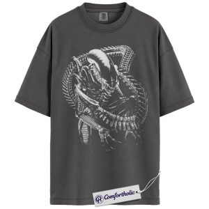 Alternative view of Xenomorph Shirt, Alien vs Predator Shirt, Movie Graphic Tee, Comfort Colors Shirt