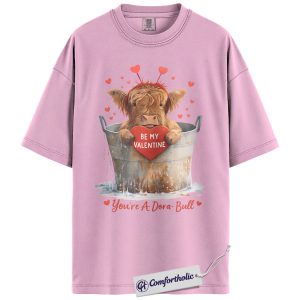 Highland Cow Valentine Shirt, Cute Farm Animal Pun Graphic Tee, Dora-Bull Cow Lover T-Shirt, Funny Valentine Gift for Her, Comfort Colors Shirt