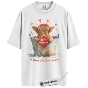 Alternative view of Highland Cow Valentine Shirt, Cute Farm Animal Pun Graphic Tee, Dora-Bull Cow Lover T-Shirt, Funny Valentine Gift for Her, Comfort Colors Shirt
