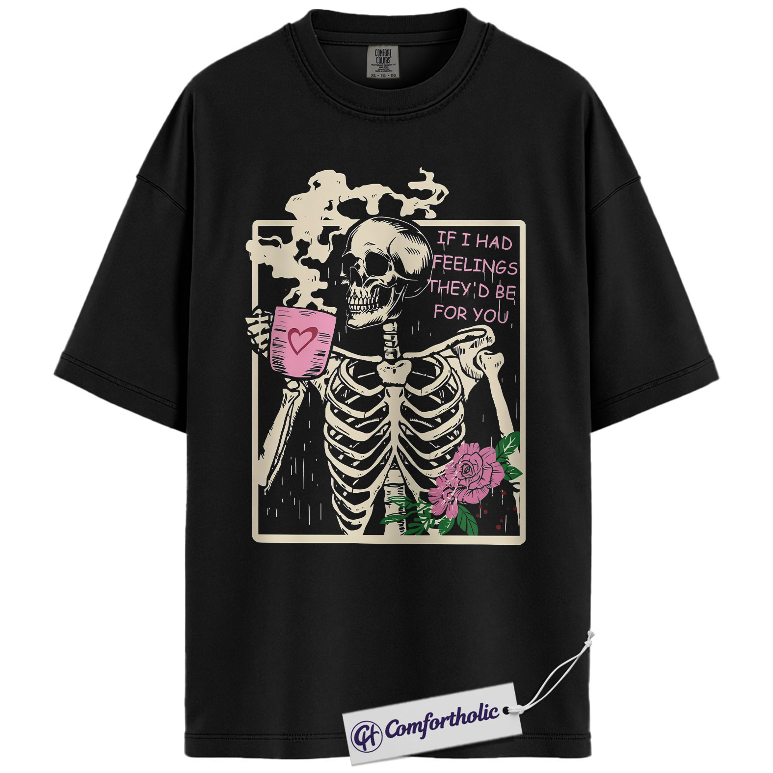 Funny Skeleton Valentine Shirt, Gothic Coffee Skeleton Graphic Tee, Sarcastic Anti Love T-Shirt, Cute Valentine Gift for Her, Comfort Colors Shirt