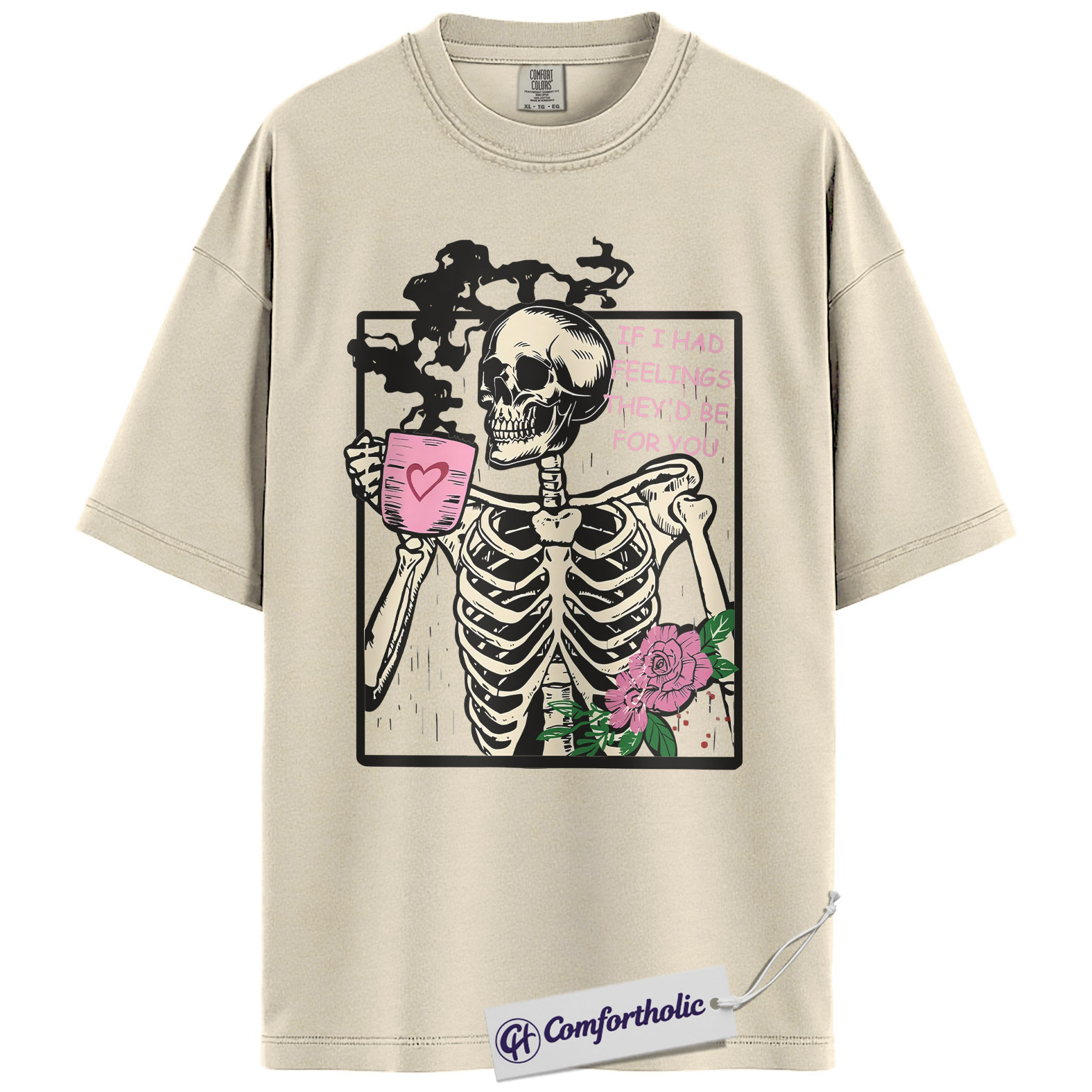 Funny Skeleton Valentine Shirt, Gothic Coffee Skeleton Graphic Tee, Sarcastic Anti Love T-Shirt, Cute Valentine Gift for Her, Comfort Colors Shirt - Image 4