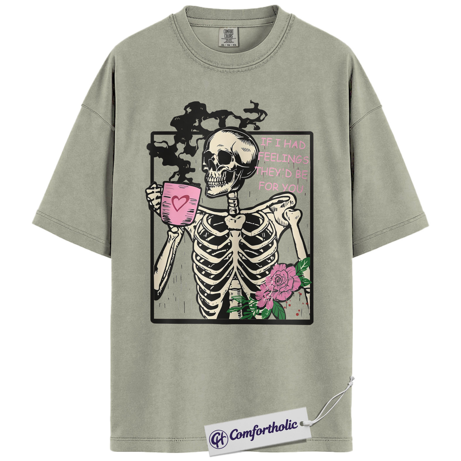Funny Skeleton Valentine Shirt, Gothic Coffee Skeleton Graphic Tee, Sarcastic Anti Love T-Shirt, Cute Valentine Gift for Her, Comfort Colors Shirt - Image 6
