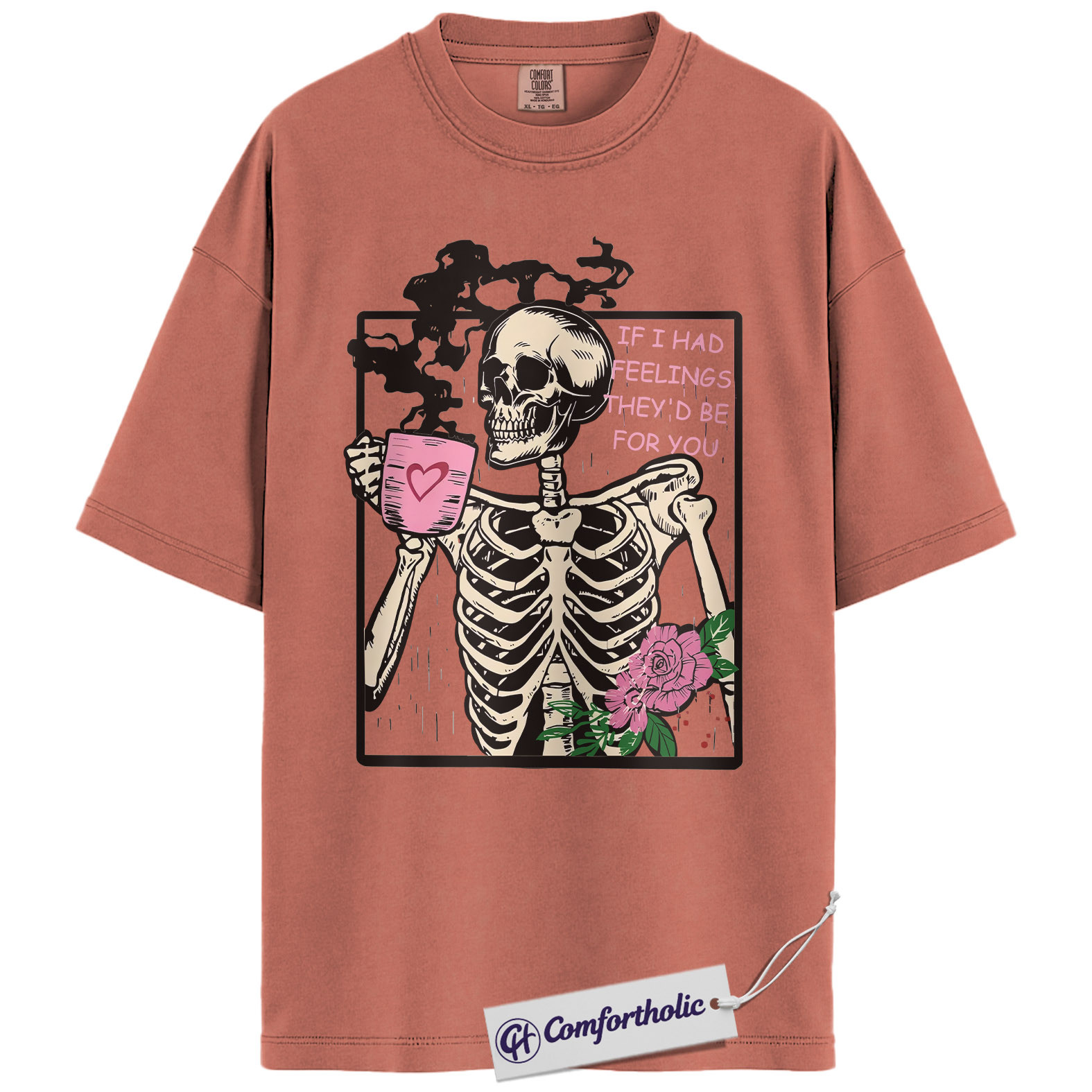 Funny Skeleton Valentine Shirt, Gothic Coffee Skeleton Graphic Tee, Sarcastic Anti Love T-Shirt, Cute Valentine Gift for Her, Comfort Colors Shirt - Image 7